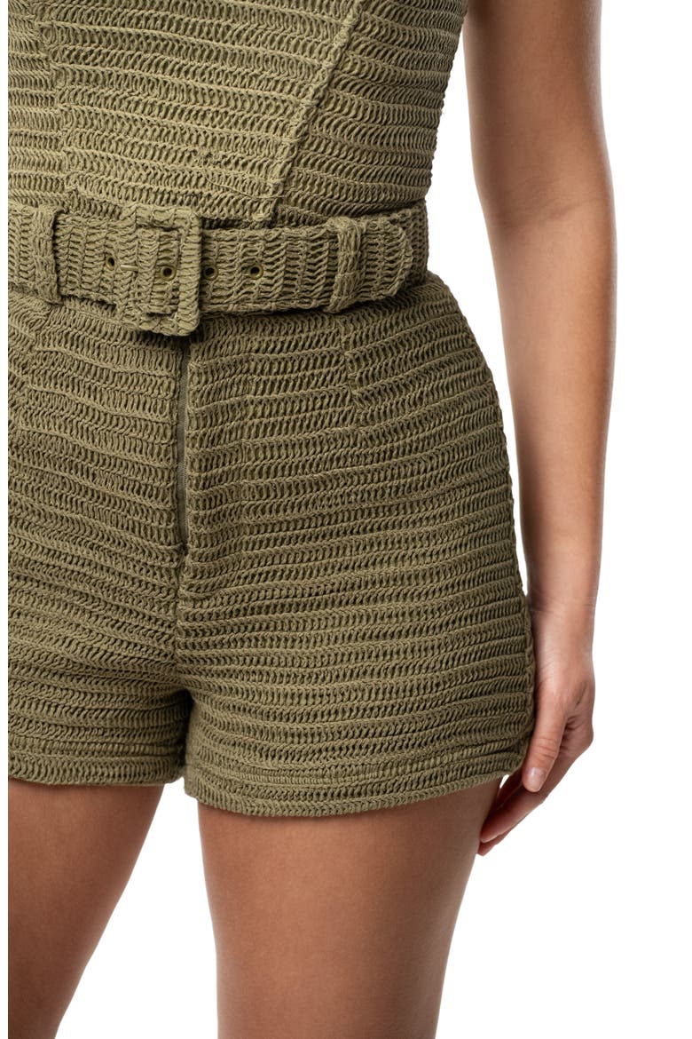 Kelsie Belted Shorts, Alternate, color, GREEN