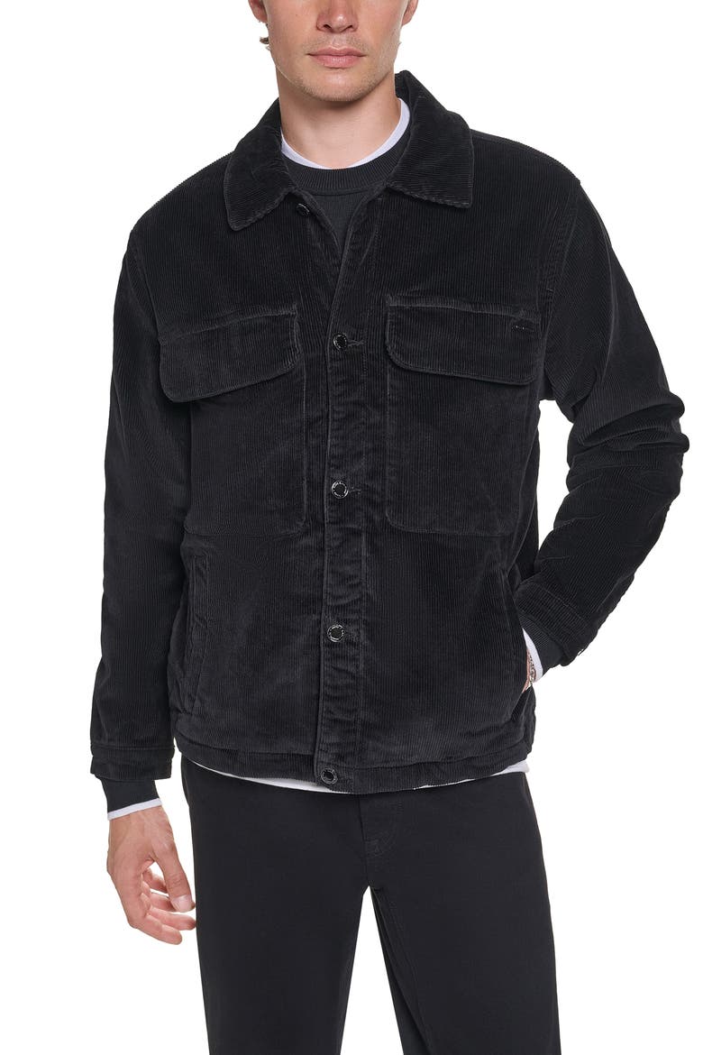 Corduroy Shirt Jacket, Alternate, color, BLACK