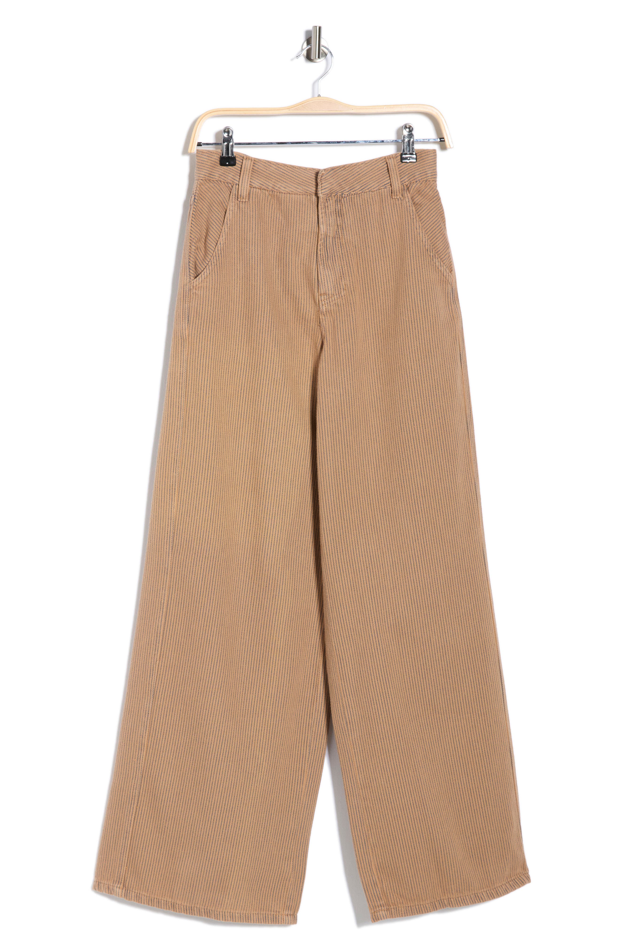 DRESS TO Wide Leg Stripe Cotton Pants