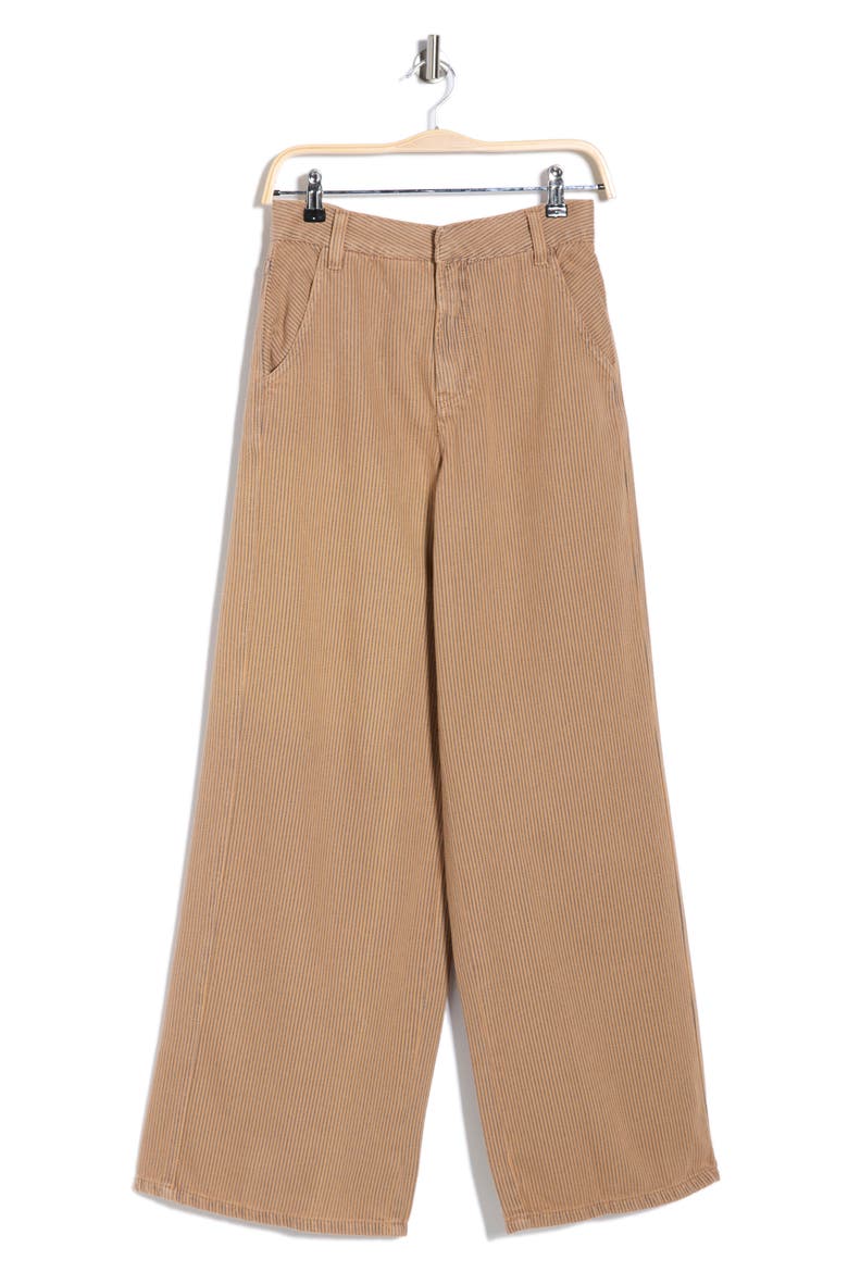 Wide Leg Stripe Cotton Pants, Alternate, color, BEIGE STRIPES