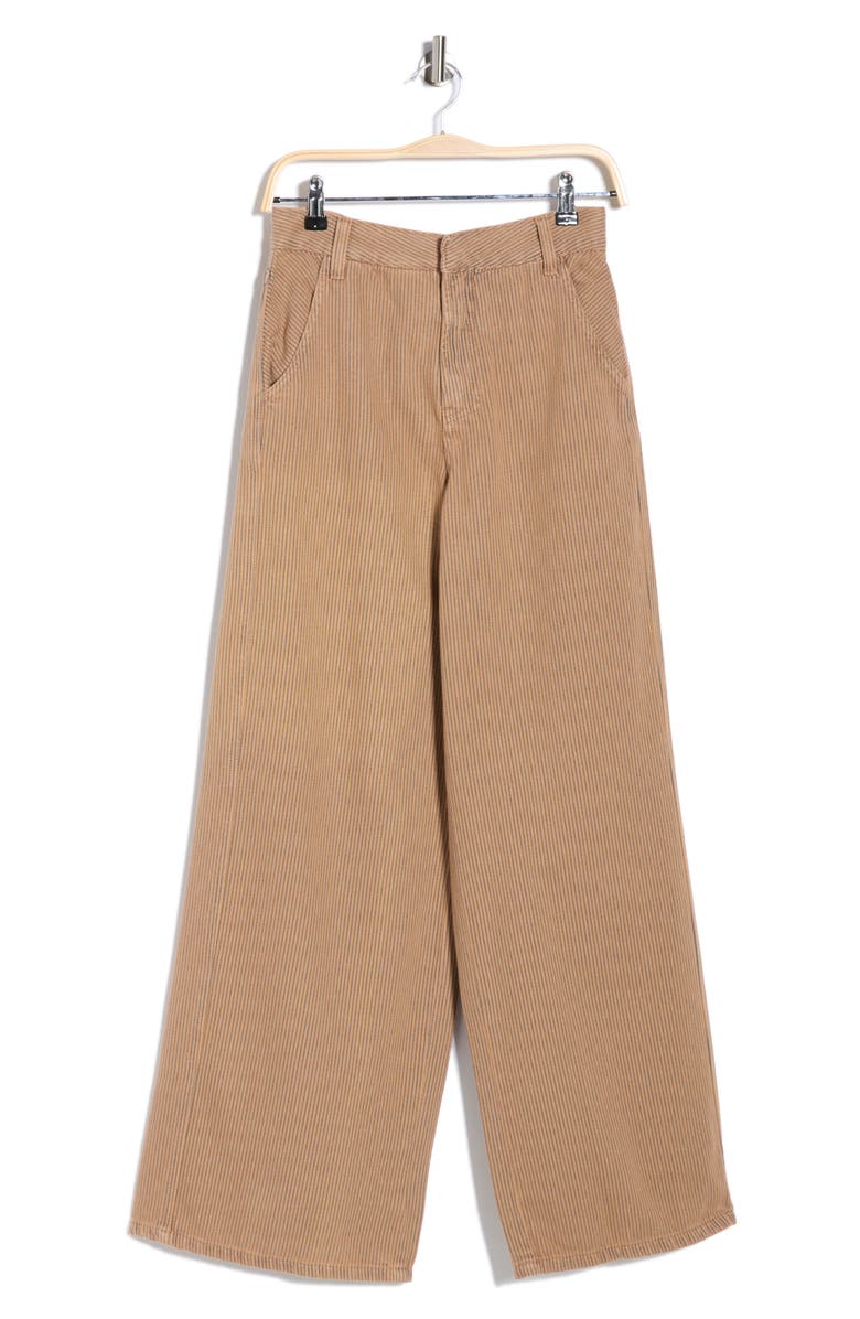 DRESS TO Wide Leg Stripe Cotton Pants, Main, color, Beige Stripes