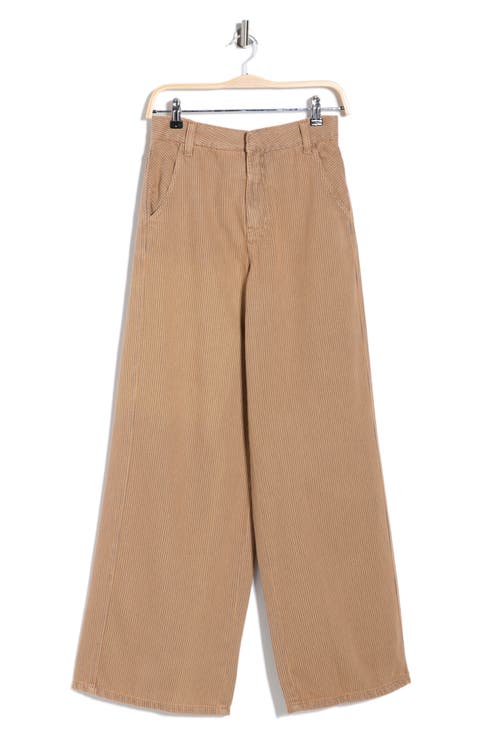 Wide Leg Stripe Cotton Pants