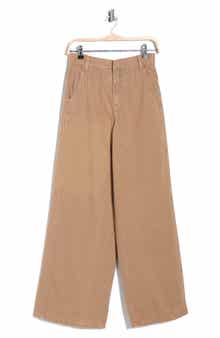 DRESS TO Wide Leg Stripe Cotton Pants
