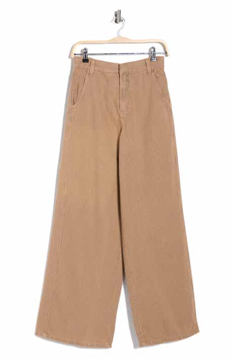 DRESS TO Wide Leg Stripe Cotton Pants