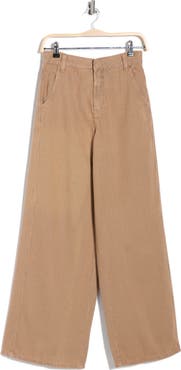 DRESS TO Wide Leg Stripe Cotton Pants