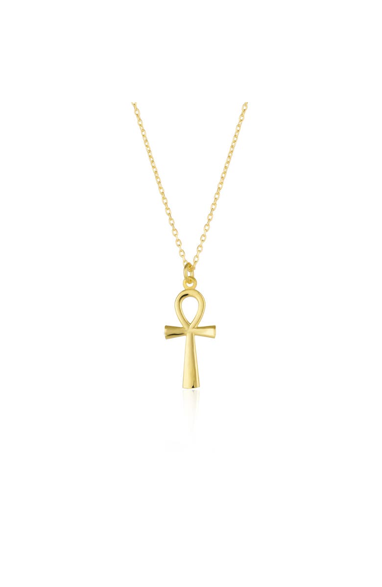 Spero London Sterling Silver Egyptian Ankh Necklace, Main, color, Gold