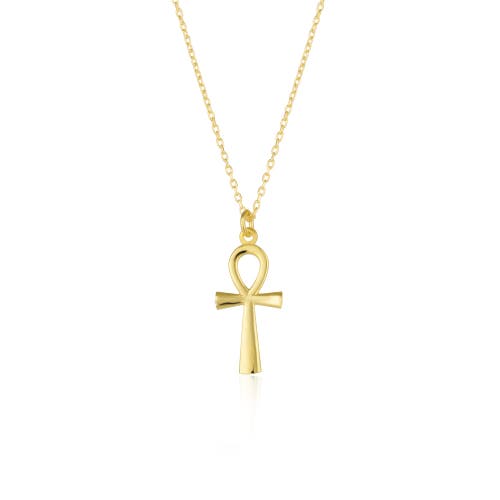 Spero London Sterling Silver Egyptian Ankh Necklace In Gold