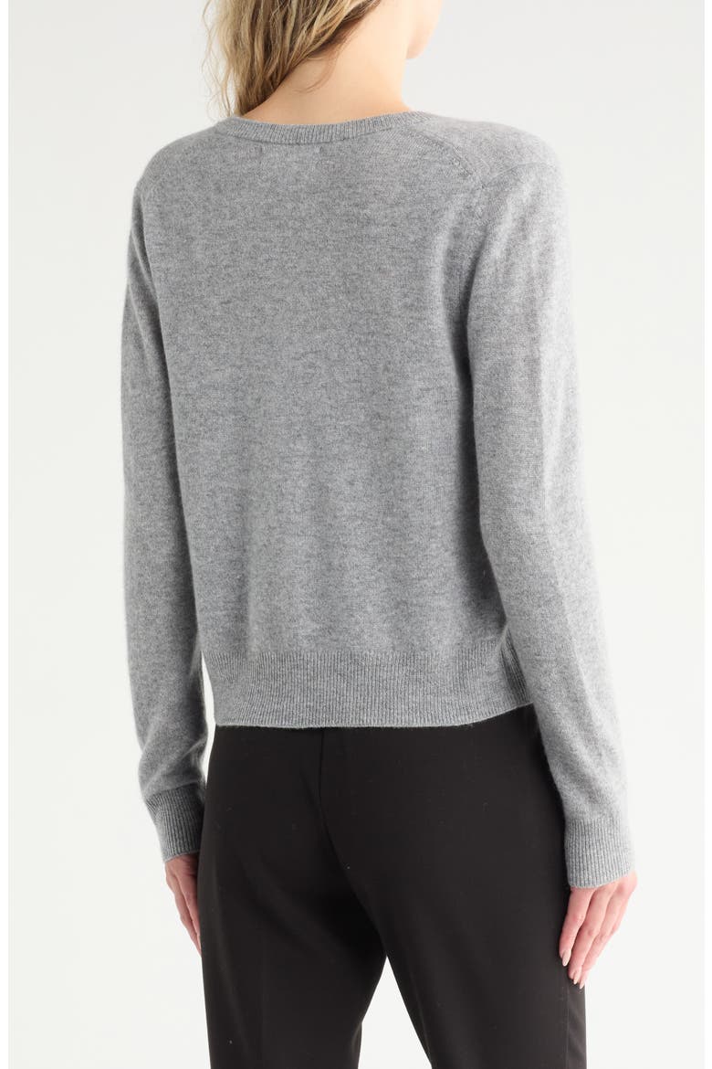 Crewneck Cashmere Cardigan, Alternate, color, GREY HEATHER