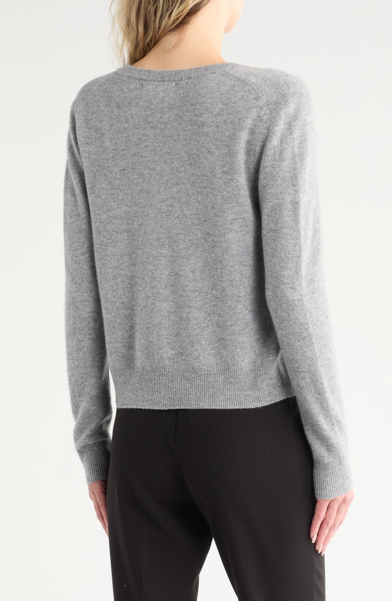 Nordstrom Crewneck Cashmere Cardigan, Alternate, color, Grey Heather