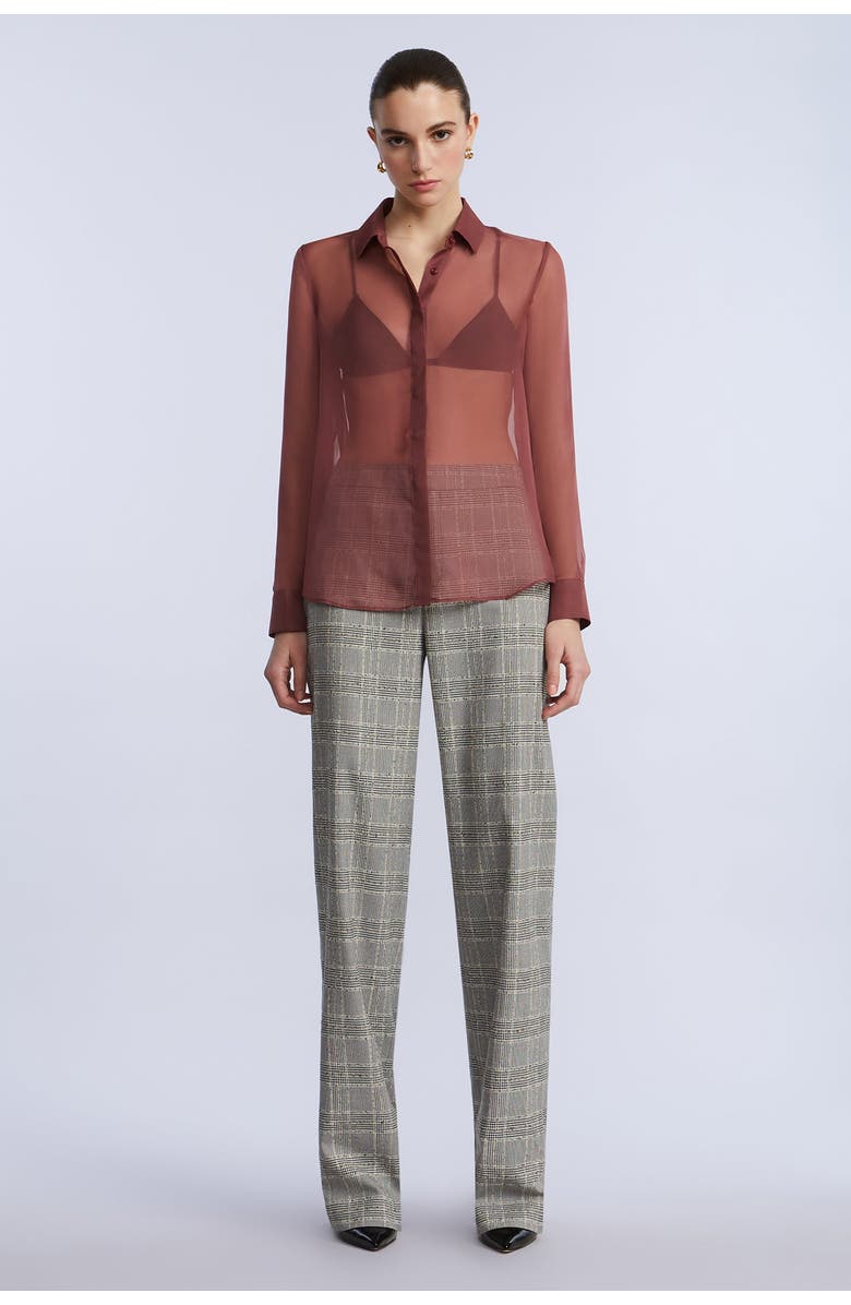 BCBGMAXAZRIA Chiffon Button Down, Alternate, color, Renaissance Rose