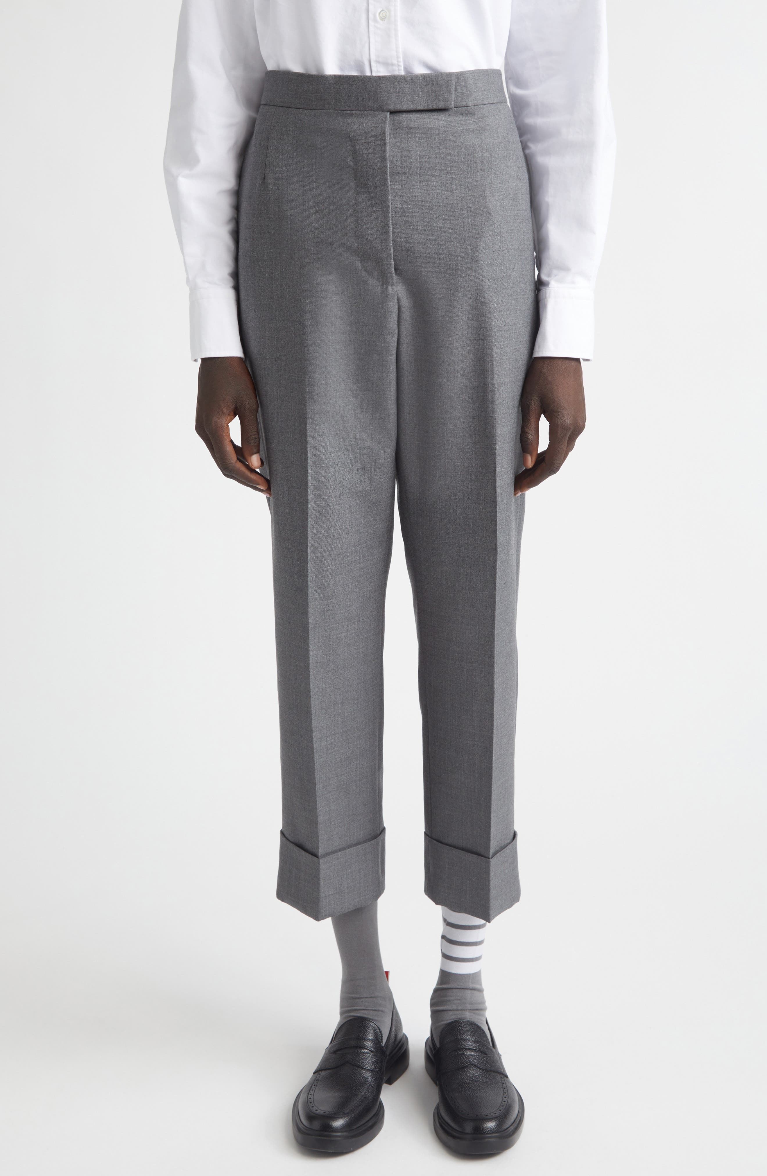 Back Strap Wool Cuff Crop Pants