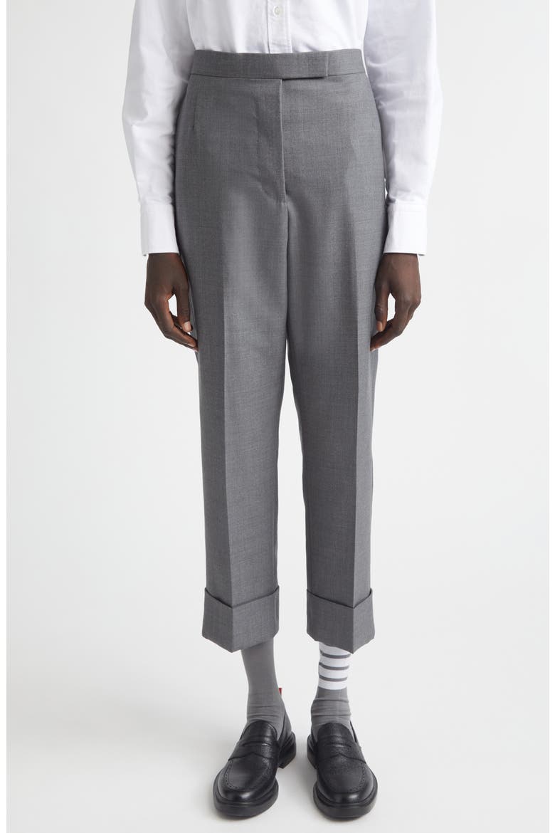 Back Strap Wool Cuff Crop Pants, Main, color, MEDIUM GREY
