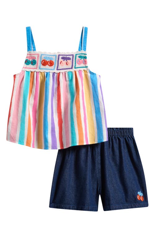 Next Kids' Stripe Tank & Denim Shorts Set In Multi