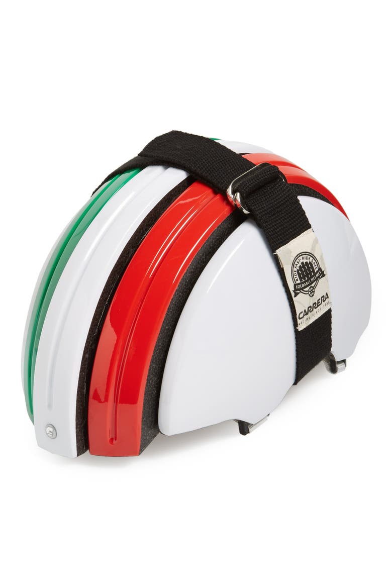 'Grand Tour Edition' Folding Bicycle Helmet, Alternate, color, GREEN/ WHITE/ RED