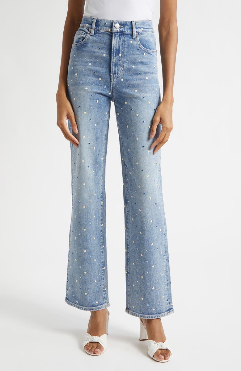 Veronica Beard Dylan Embellished High Waist Ankle Straight Leg Jeans, Main, color, Amethyst Frost