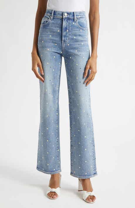 Dylan Embellished High Waist Ankle Straight Leg Jeans