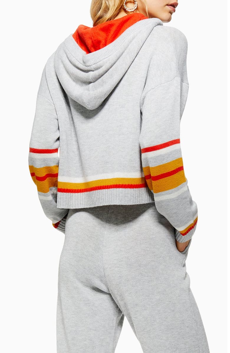 Topshop Stripe Hooded Sweater, Alternate, color, 
