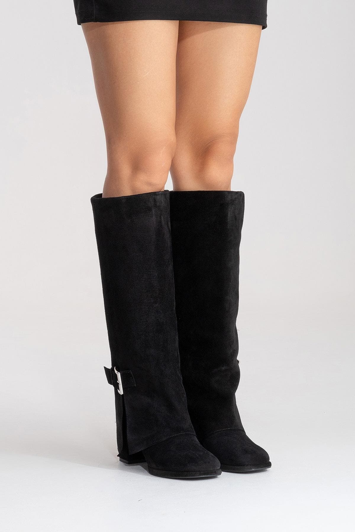Lojo Leather Block Heel Boot, Alternate, color, Black Suede