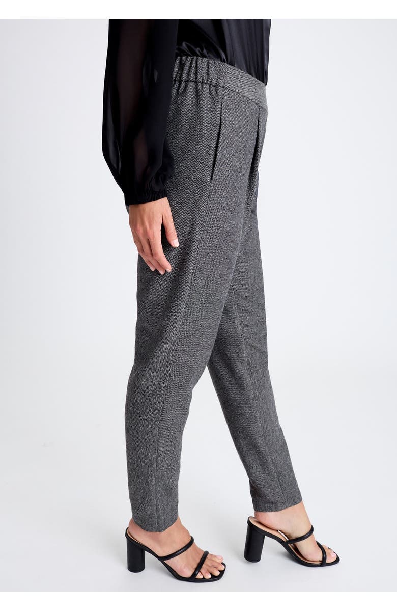 Jessica London Herringbone Straight Leg Pant, Alternate, color, Grey Herringbone