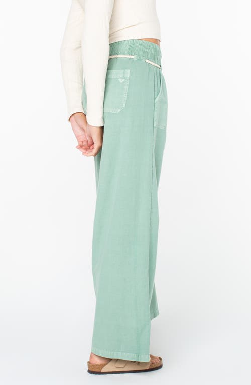 Roxy Paddle On Drawstring Cotton & Linen Pants In Green