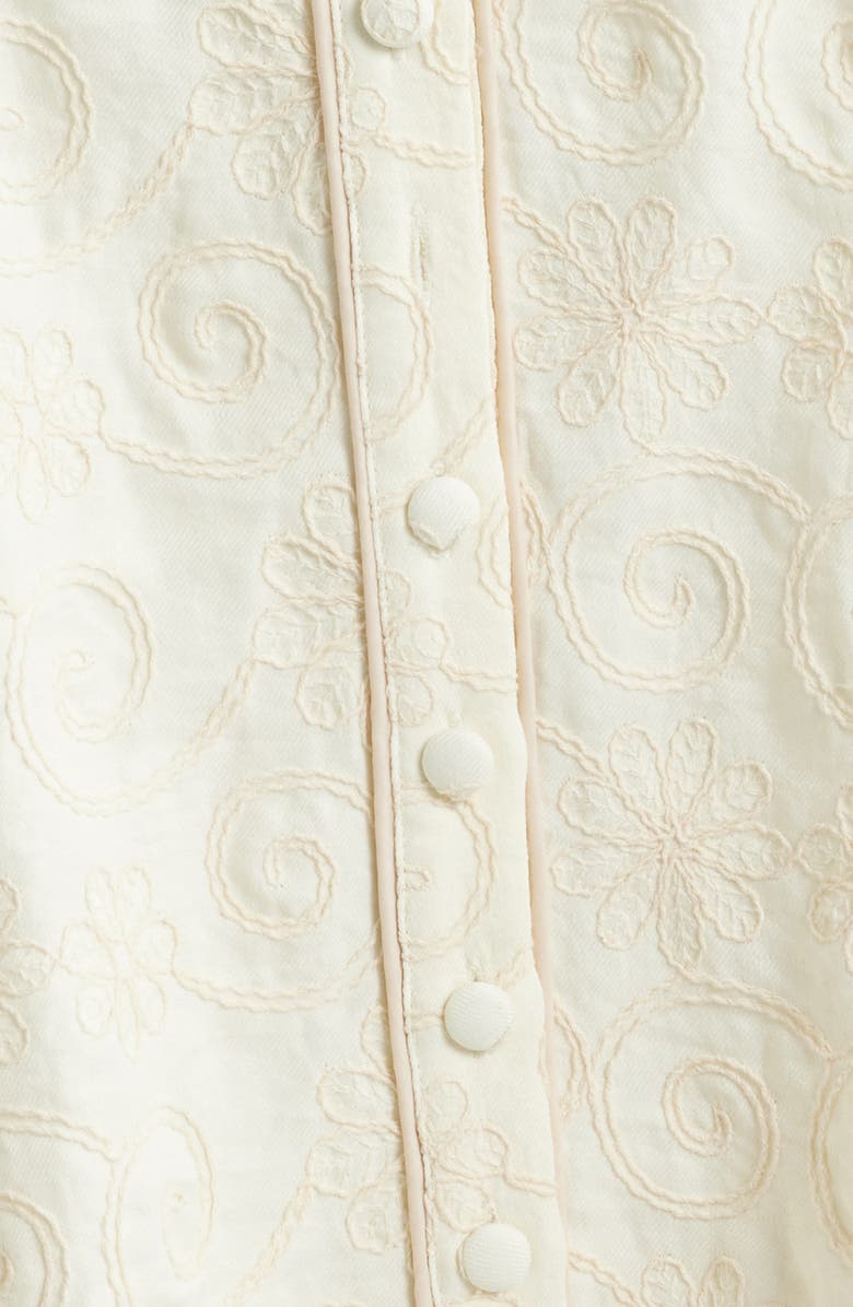 ZOE AND CLAIRE Embroidered Button-Up Dress, Alternate, color, Cream