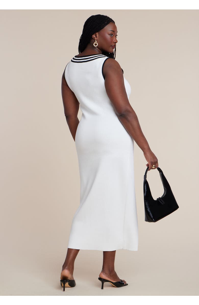 ELOQUII Contrast Tubing Sweater Dress, Alternate, color, Cream With Black