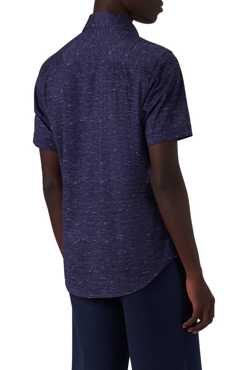 Bugatchi Miles OoohCotton<sup>®</sup> Heather Print Short Sleeve Button-Up Shirt, Alternate, color, 
