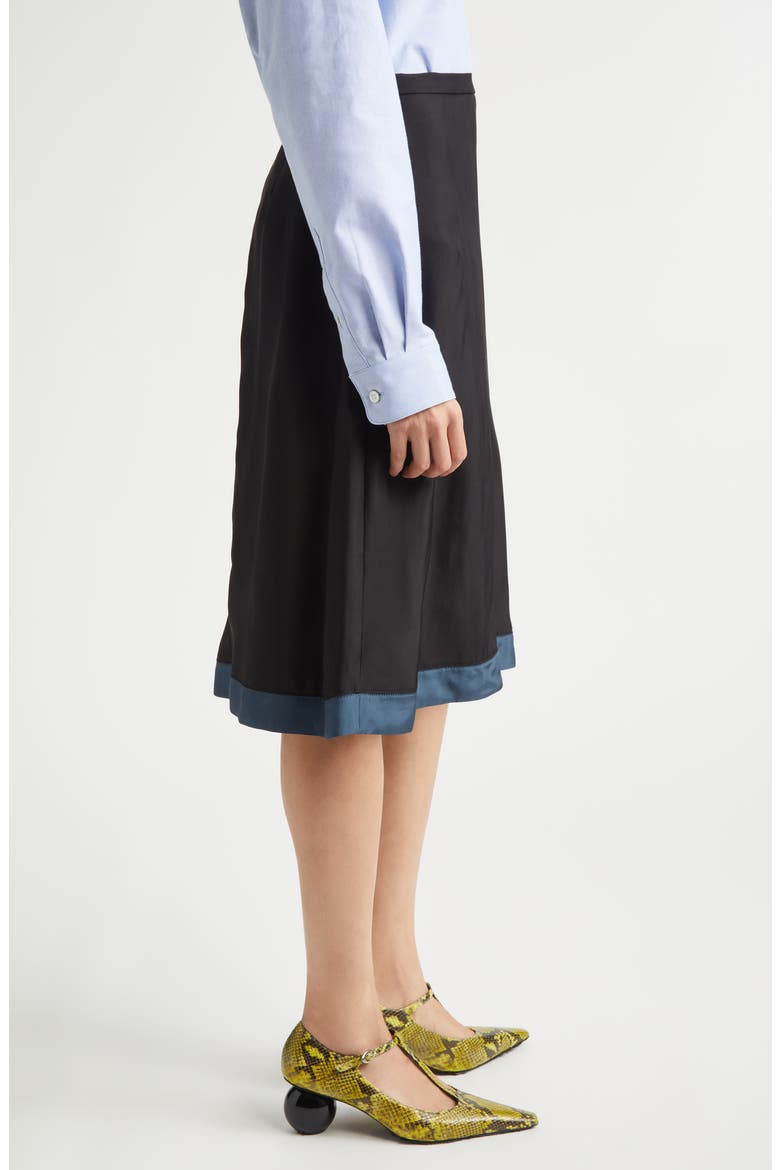 Contrast Hem A-Line Skirt, Alternate, color, BLACK