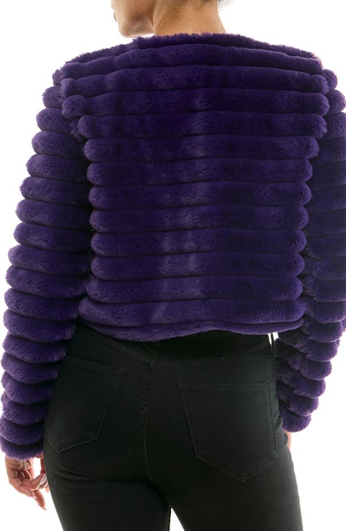 Nina Leonard Faux Fur Long Sleeve Bolero In Purple