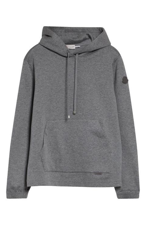 Leather Logo Patch Cotton Blend Hoodie