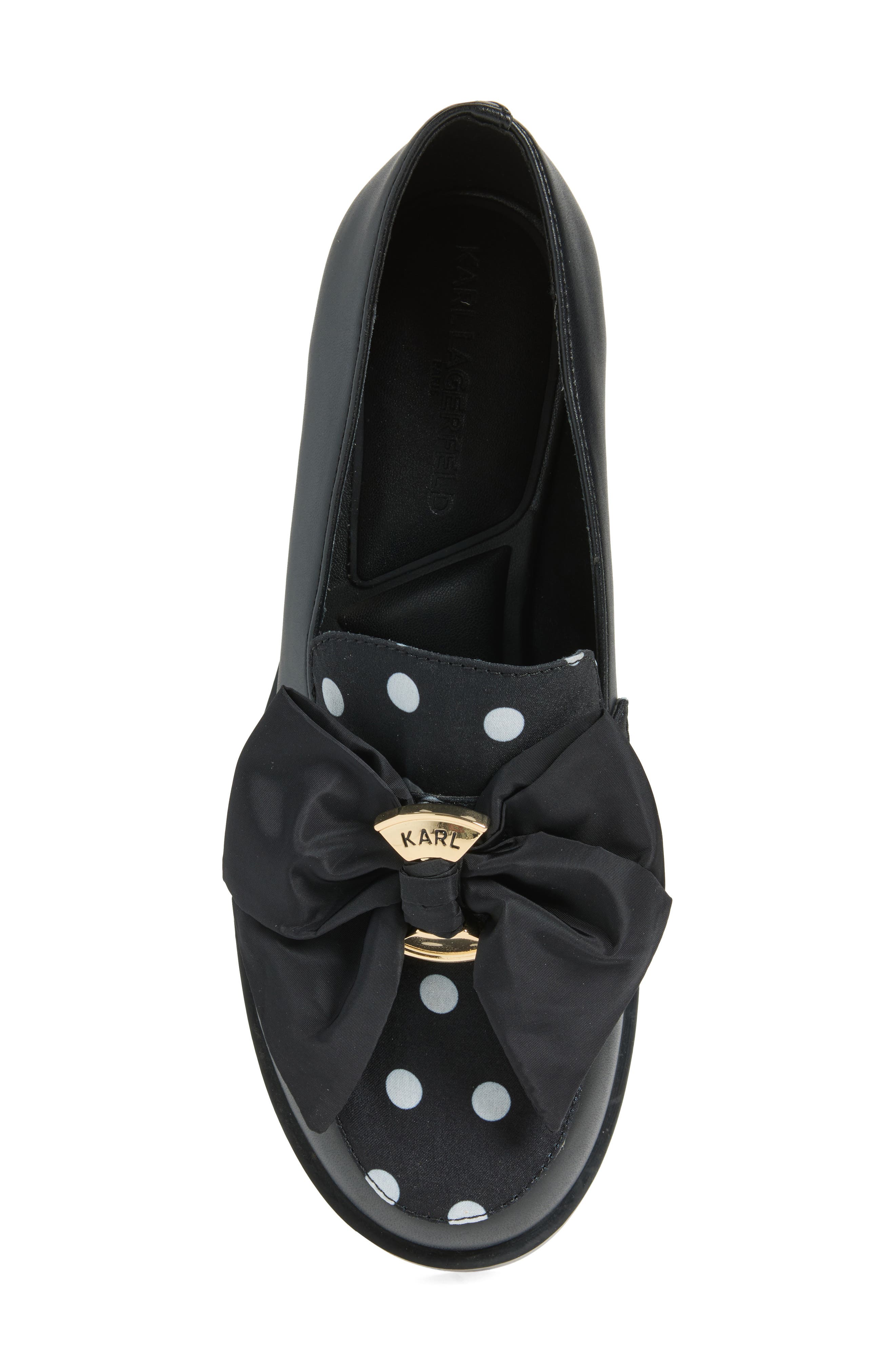 Camilia Fan Bow Loafer, Alternate, color, BLACK/ WHITE