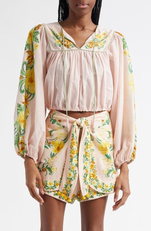 Botanical Beauty Placed Floral Cotton Top