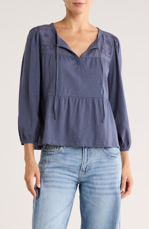 Long Sleeve Cotton Babydoll Top