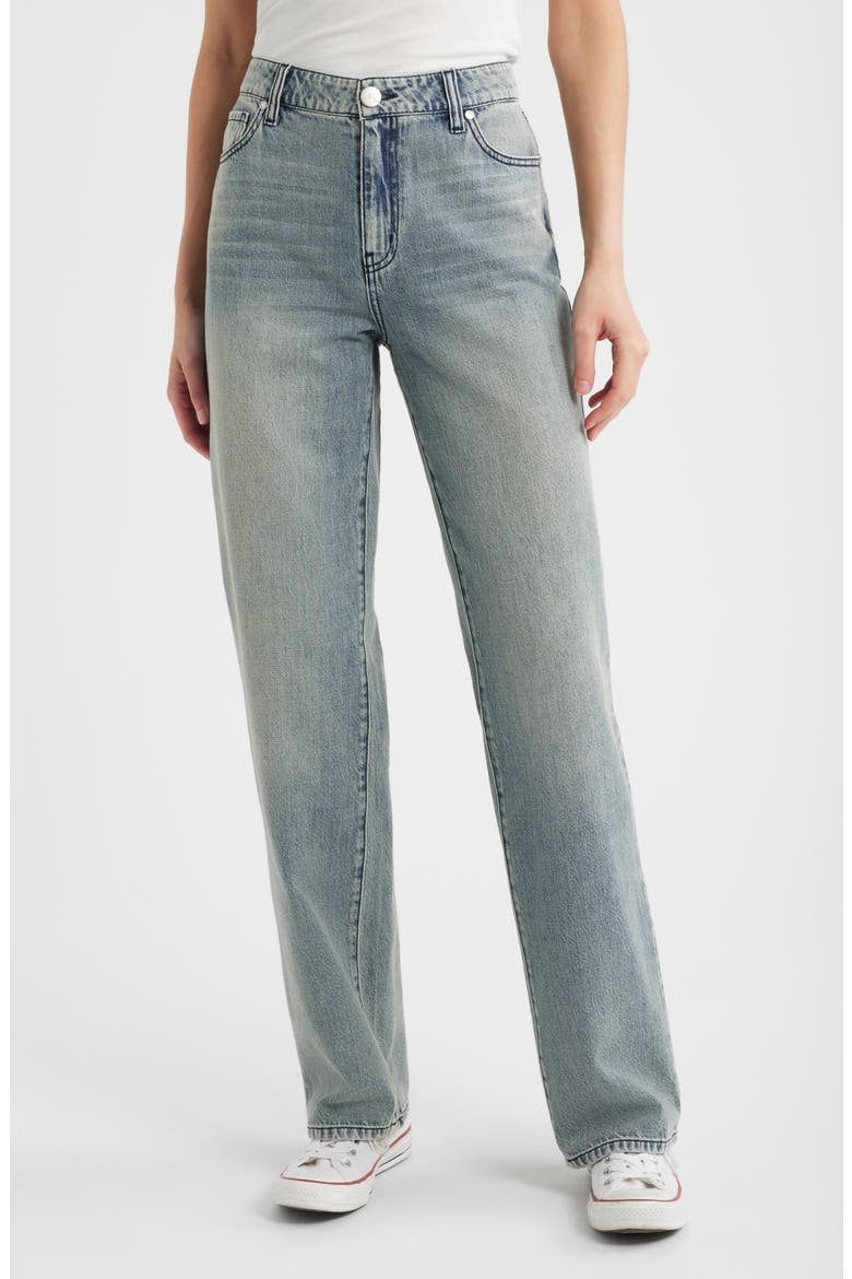 High Waist Baggy Straight Leg Jeans, Main, color, EMMY