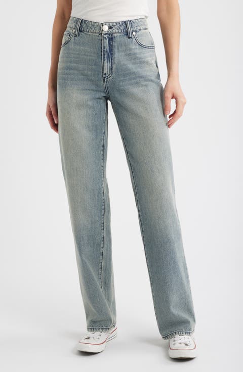 High Waist Baggy Straight Leg Jeans