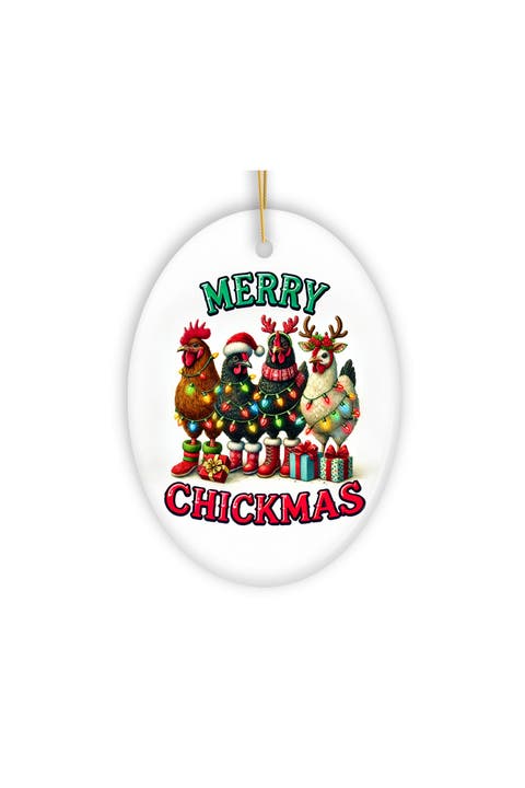 Merry Chickmas Festive Chicken Ornament