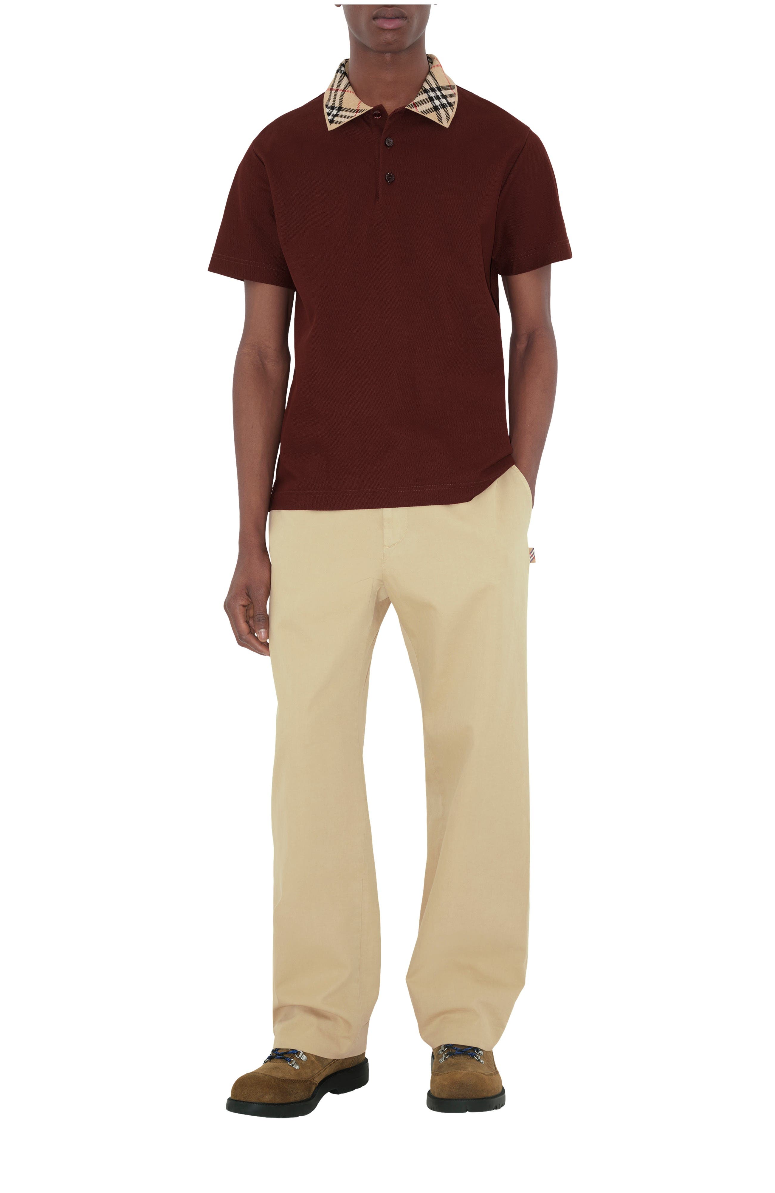 Check Collar Cotton Polo Shirt - image 3