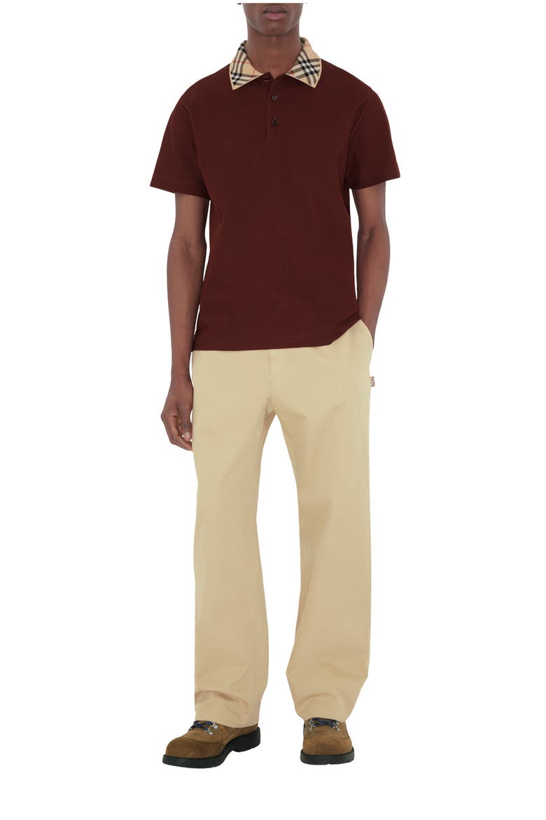 Check Collar Cotton Polo Shirt, Main, color, Box red