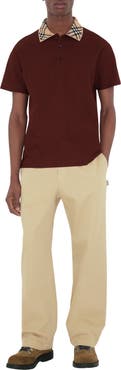 Burberry Check Collar Cotton Polo Shirt