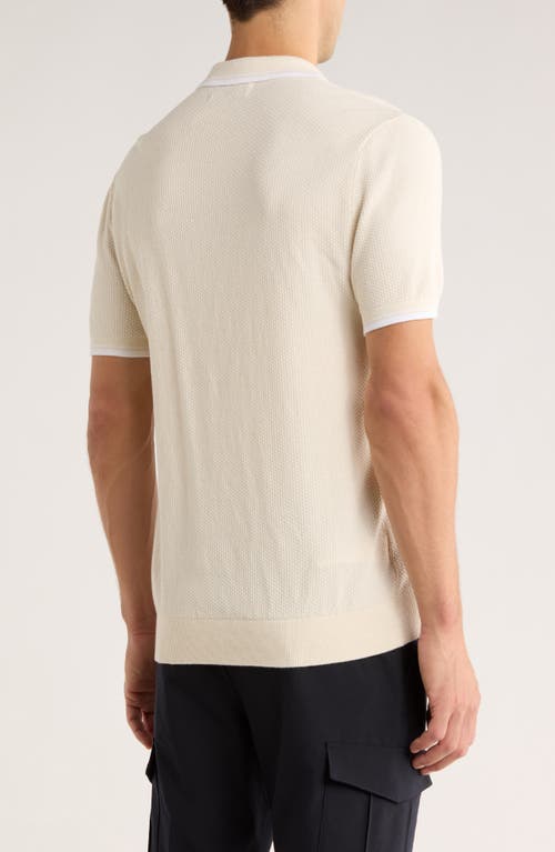 Original Penguin Textured Johnny Collar Cotton Polo In Neutral