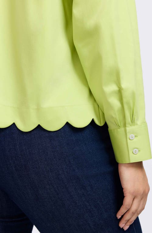 Foxcroft Scarlett Long Sleeved Matte Sateen Shirt In Chartreuse