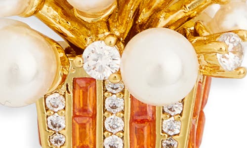 Eye Candy Los Angeles Selene Faux Pearl & Cubic Zirconia Popcorn Drop Earrings In Gold