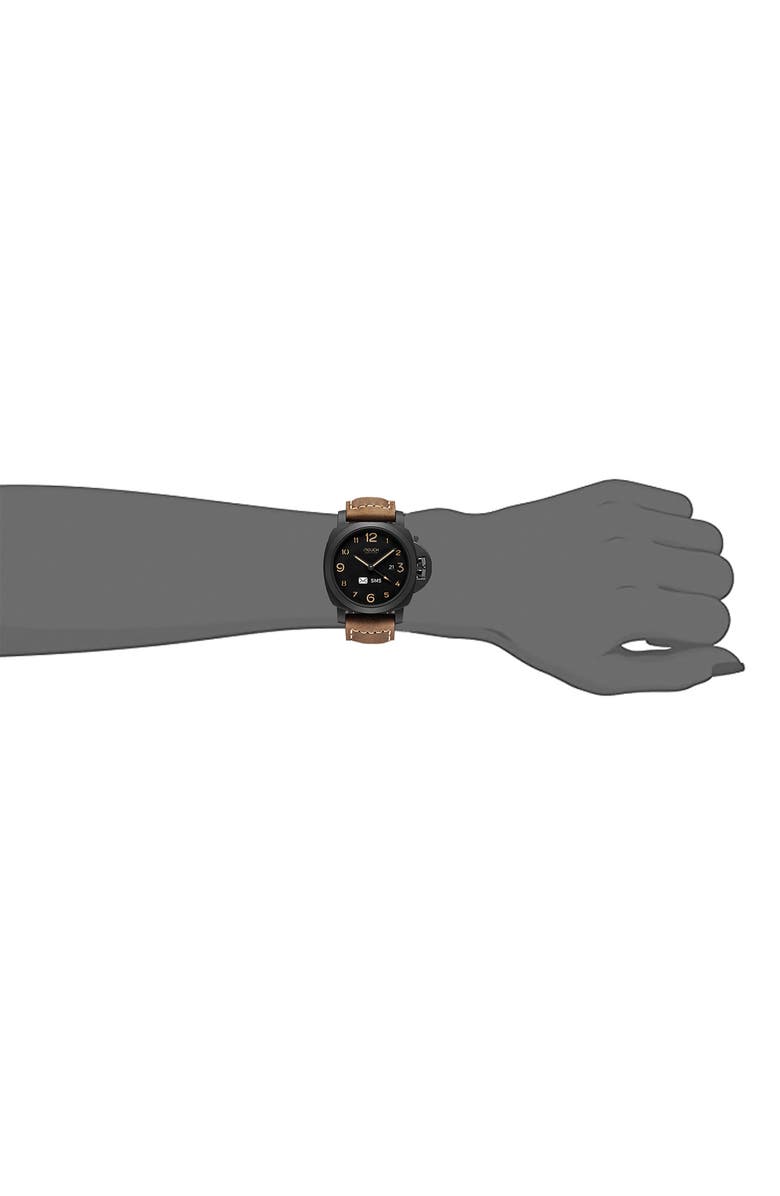 I TOUCH Men's iTouch Connected Hybrid Smartwatch Fitness Tracker: Black Case with Brown Leather Strap, 42mm, Alternate, color, 