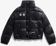 Off Season Women's  Black Pittsburgh Steelers Faux Leather Puffer Jacket