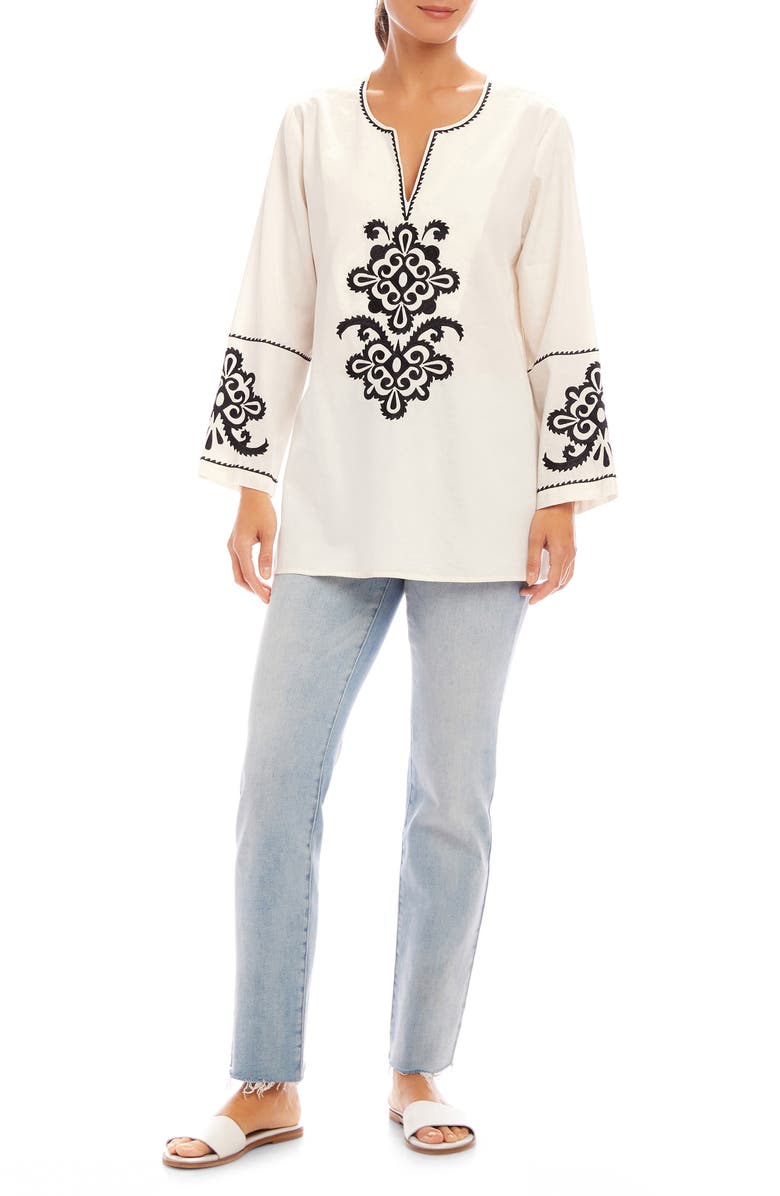 Karen Kane Embroidered Cotton Tunic Top, Main, color, 
