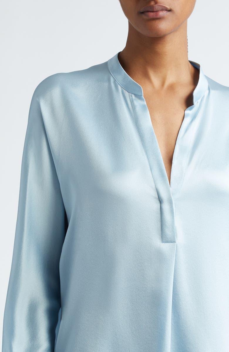 Vince Band Collar Popover Shirt, Alternate, color, Pacific Mist