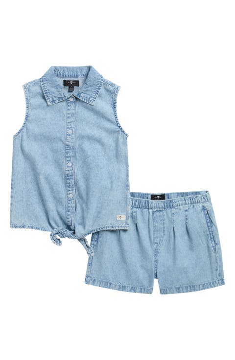 Kids' Cherry Print Sleeveless Button-Up & Shorts Set (Little Kid & Big Kid)