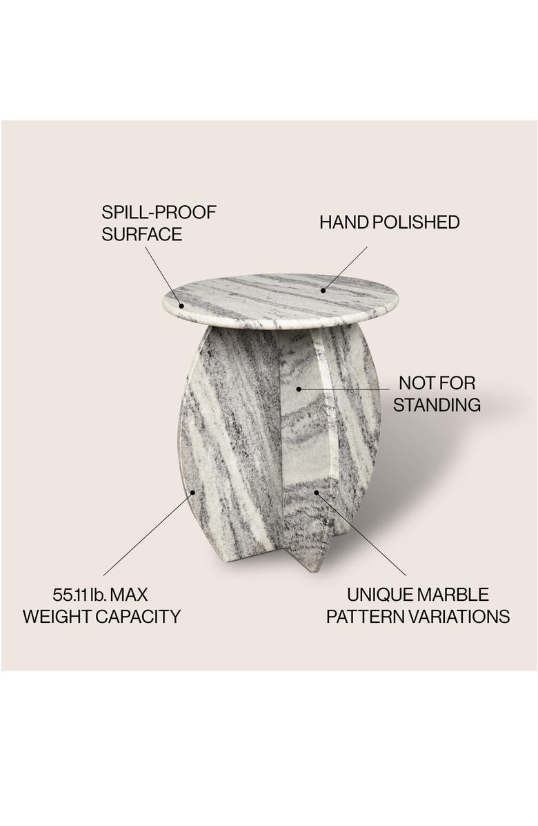 JONATHAN Y Venus 17.5" Contemporary Natural Marble Handmade X-Shaped End Table, Alternate, color, Gray/Black