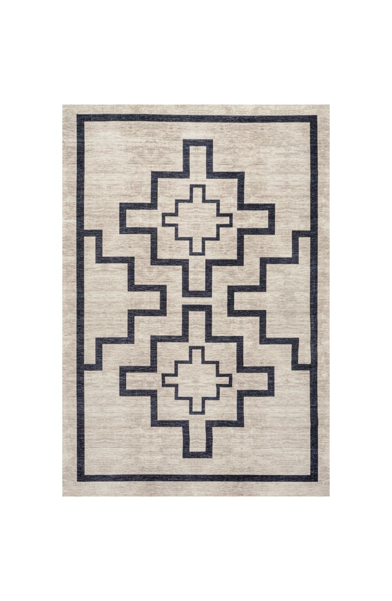 JONATHAN Y Ashkii Minimalist Medallion Machine-Washable Area Rug, Alternate, color, Ivory/Dark Gray
