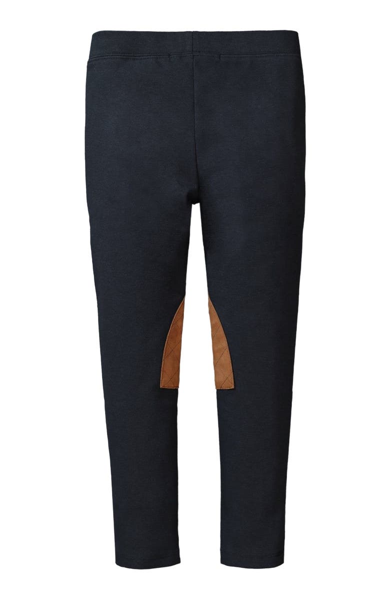 Hope & Henry Baby Girls' Ponte Riding Pant, Infant, Alternate, color, Black With Brown Faux Suede